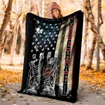 Personalized American Flag Soft Throw Blanket with Name Veterans Day Father's Day Birthday Gift for Soldiers Patriots