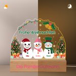 Personalisiertes Einstellbares Nachtlicht im Schneemann-Familien-Design mit Schneemännern Titeln und Namen Weihnachtsgeschenk für Kinder Familie
