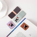 Gepersonaliseerde Kerstmuts Rendier Magnetische Leren Bladwijzer Clip met Initiaal en Naam Kerstcadeau voor kinderen