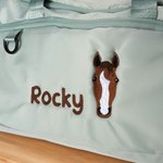 Personalised Embroidered Horse Face Name Waterproof Large Travel Duffle Bag with Shoe Compartment Equestrian Birthday Gift for Horse Lovers