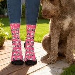 Personalized Multicolour 1-3 Pet Face Photos Christmas Hat Comfortable Mid-Calf Socks with Name Daily Use Christmas Gift for Pet Owners