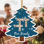 Personalizzato Albero di Natale Puzzle di parole crociate fiocco di neve Ornamento di Natale Home Tree Decor Regalo di Natale per la famiglia