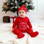Personalisierte Stern-Muster erste Weihnachten 100% Baumwolle Baby Strampler Hut Outfit mit Geschenk-Box und Name Babys erste Weihnachten Baby Dusche Geschenk für Neugeborene