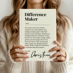 Personalised Difference Maker Multicolor Journal Notebook with Name Text and 100 Line Pages Appreciation Birthday Christmas Gift for Teacher Nurse