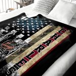 Personalized American Flag Soft Throw Blanket with Name Veterans Day Father's Day Birthday Gift for Soldiers Patriots