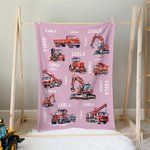 Coperta personalizzata con nome tema veicolo da costruzione regalo ideale per appassionati di mezzi da cantiere