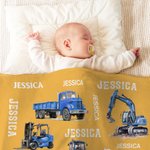 Coperta personalizzata con nome tema veicolo da costruzione regalo ideale per appassionati di mezzi da cantiere