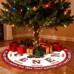 Personalized Star Candy Floral Initial Christmas Tree Skirt with 2-8 Names Holiday Party Home Decor Christmas Gift for Family Friends