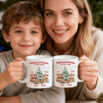 Personalized Cute Highland Cow Family 11 oz Ceramic Coffee Mug with Name Christmas Gift for Family