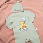 Personalized Classic Winnie the Pooh 100% Cotton Long-Sleeve Baby Romper Hat Set with Name Baby Shower Christmas Gift for Newborns