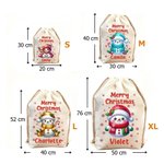 Personalisierter Niedlicher-Schneemann Canvas Geschenkbeutel mit Kordelzug Namen Merry Christmas Weihnachten Party Geschenk für Kinder Familie