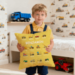 Personalised Construction Lorry Multicolor Cushion Cover with Name Home Decor Christmas Birthday Gift for Boys Lorry Lovers Kids