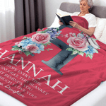 Personalised Floral Initial Soft Throw Blanket with Name and Text Home Decor Christmas Birthday Gift for Family Kids