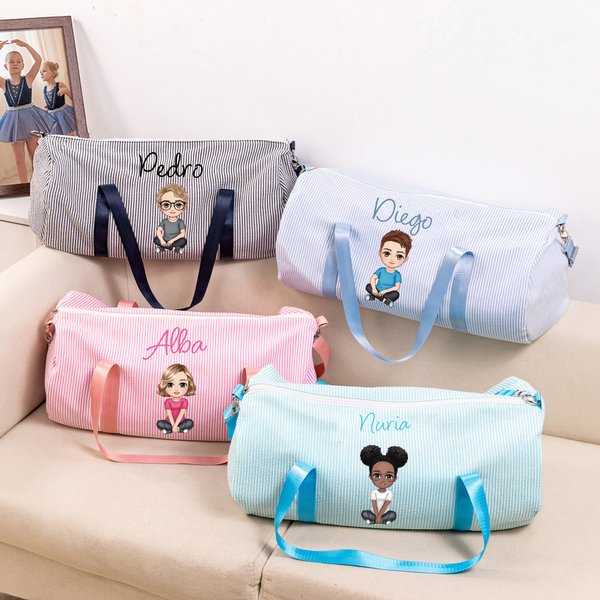 Bolsa de viaje grande personalizada con personaje de dibujos animados y nombre regalo de cumpleaños para niños y niñas
