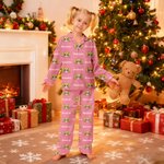 Pyjama à manches longues avec noms Cadeau d'anniversaire de Noël pour la famille Enfants