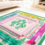 Personalized Chinoiserie Pine Cottage Print Mahjong Mat with Monogram Game Accessory Christmas Birthday Gift for Mahjong Lovers