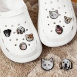 Breloque de Chaussure Sabot Personnalisée avec Photo Tête Accessoire Mignon Cadeau Anniversaire pour Ceux Qui Aiment les Animaux