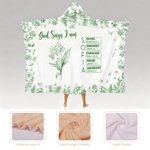 Personalized Toile De Jouy Birth Flower Bible Chapter Soft Hooded Blanket with Name Baptism Birthday Christmas Gift for Christians
