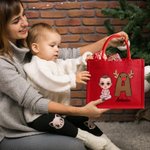 Bolso tote personalizado con personaje de dibujos animados de muñeco de nieve nombre e inicial regalo de Navidad para niños y adultos