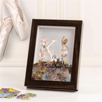 Personalised Ballet Girl Flower Wooden Shadow Box Photo Frame Competition Pin Storage with Initial and Name Birthday Christmas Gift for Ballet Lovers