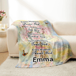 Personalizada Nacimiento Flor Biblia Bendición Mariposa Suave manta con nombre Decoración para el hogar Cumpleaños Navidad Regalo para la familia cristiana Amigo
