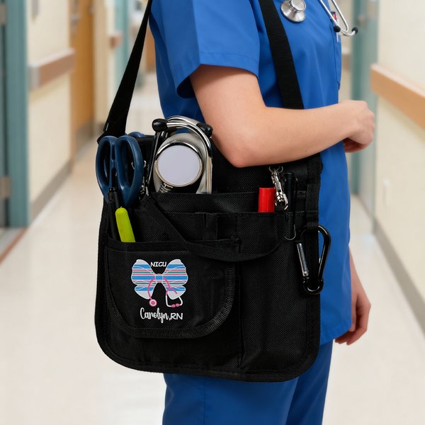 Personalized NICU Nurse Baby Blanket Design Multi-Compartment Waist Bag with Name Nurse Week Appreciation Birthday Gift for Nurse Doctor