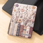 Bouquet de livres vintage personnalisé Étui magnétique portable pour Kindle avec nom Utilisation quotidienne Cadeau d'anniversaire pour l'amateur d'esthétique vintage Le rat de bibliothèque