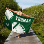 Personalized Cartoon Football Player Quick Dry Oversized Beach Towel with Name and Number Summer Travel Essential Gift for Football Sports Lovers