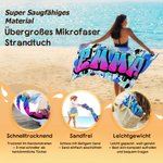 Personalisiertes Stilvolles Graffiti Strandtuch mit Namen Schnelltrocknend Party Reise Geburtstag Geschenk für Familie Kinder