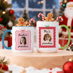 Taza de Cerámica Multicolor Personalizada con Carita de Bebé con Foto y Nombre Regalo de Navidad para la Familia Niños