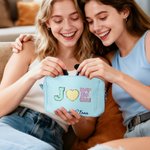 Personalized Heart-Shaped Embroidered Name Striped Makeup Bag Daily Travel Use Wedding Party Birthday Gift for Women Bridesmaids