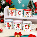 Personalized Candy Cane Initial Design 12 oz Enamel Mug with Name Daily Use Christmas Gift for Kids Family