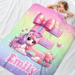 Gepersonaliseerde Fantasie-Eenhoorn Regenboog Zachte Deken met Naam Kinderkamerdecoratie Verjaardag- en Babyshowercadeau