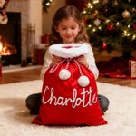 Personalised Soft Drawstring Pompom Large Capacity Christmas Gift Bag with Name Christmas Gift for Kids Family