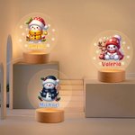 Personalisiertes Nachtlicht mit Namen und niedlichem Schneemann inklusive Holzsockel Schneeflocke Weihnachten Geschenk für Kinder