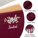 Bufanda personalizada suave y cálida con nombre bordado floral colorido y borlas regalo de aniversario y cumpleaños para mujeres