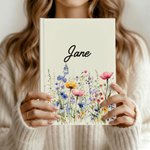Personalized Wildflowers Journal Notebook with Name and 100 Lined Pages Daily Birthday Bridal Gift Giving Party Gift for Women