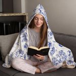 Personalized Toile De Jouy Birth Flower Bible Chapter Soft Hooded Blanket with Name Baptism Birthday Christmas Gift for Christians