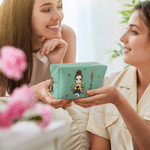 Personalized Multicolour Birth Flower Cartoon Character PU Leather Makeup Bag with Name and Zipper Travel Essentials Birthday Gift for Women