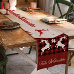 Personalisiertes Rentier Weihnachts-Tischset Tischläufer und Passende Tischsets mit Familienname und Text Weihnachtsgeschenk für Familie Freunde