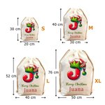 Ayudante de Santa listo para compartir alegría - bolsa de regalo personalizada de lona con cordón detalles para fiestas regalo de Navidad