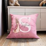 Fodera per cuscino personalizzata con coniglio Peter Rabbit e nome decorazione per cameretta regalo di babyshower per bambini