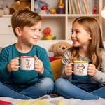 Taza esmaltada personalizada con nombre y diseño de animal estrella adorable 355 ml regalo de cumpleaños y día del niño para niños y niñas