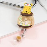Personalized Classic Winnie the Pooh and Friends with Nursing Cap Retractable Glitter Badge Reel Cartoon Sequin Shaker Gift for Nurse Doctor