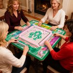 Personalized Chinoiserie Pine Cottage Print Mahjong Mat with Monogram Game Accessory Christmas Birthday Gift for Mahjong Lovers