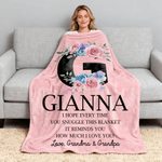 Personalised Floral Initial Soft Throw Blanket with Name and Text Home Decor Christmas Birthday Gift for Family Kids