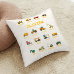 Personalised Construction Lorry Multicolor Cushion Cover with Name Home Decor Christmas Birthday Gift for Boys Lorry Lovers Kids