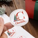 Etiquetas adhesivas personalizadas de Papá Noel para el árbol de Navidad con nombre e inicial Decoración de regalo DIY Fiesta de Navidad para la familia Niños Amigos