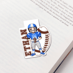 Personalized Football Cartoon Character Irregular Magnetic Bookmark Clip with Name and Number Birthday Christmas Gift for Football Lovers Bookworms