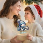 Personalisiertes Nachtlicht mit Namen und niedlichem Schneemann inklusive Holzsockel Schneeflocke Weihnachten Geschenk für Kinder